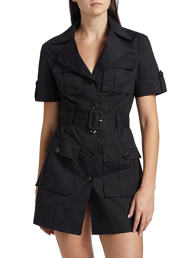 Colleen Stretch-Cotton Poplin Safari Shirtdress