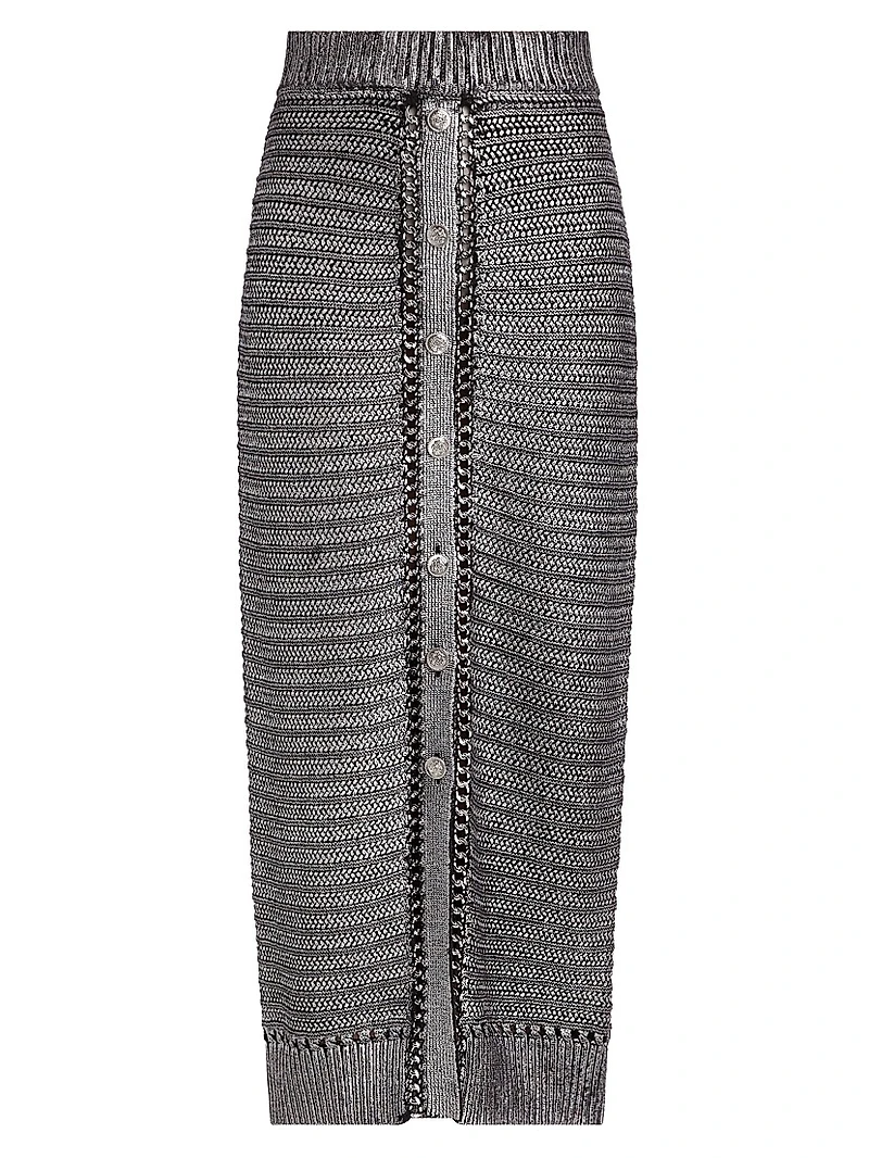 Tani Metallic Cotton Midi-Skirt