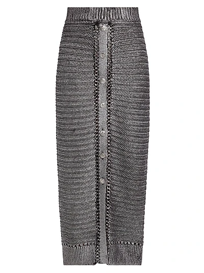 Tani Metallic Cotton Midi-Skirt