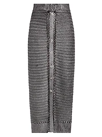 Tani Metallic Cotton Midi-Skirt