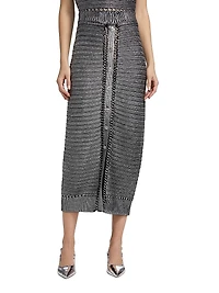 Tani Metallic Cotton Midi-Skirt