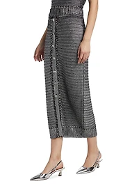 Tani Metallic Cotton Midi-Skirt