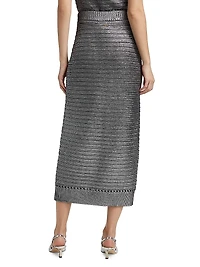 Tani Metallic Cotton Midi-Skirt