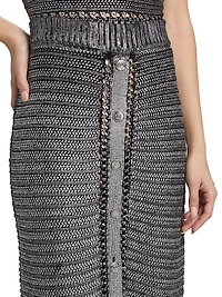 Tani Metallic Cotton Midi-Skirt