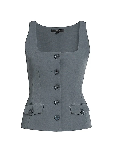 Georgia Button-Front Sleeveless Top