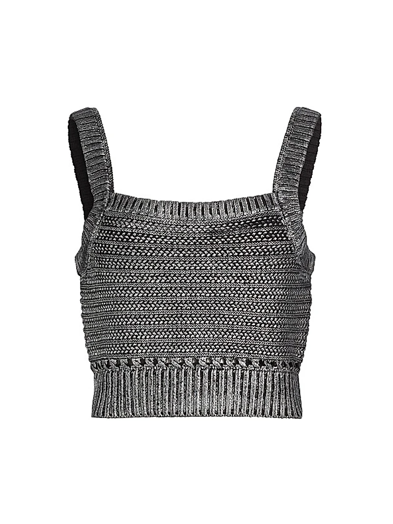 Daisy Metallic Cotton Crop Tank