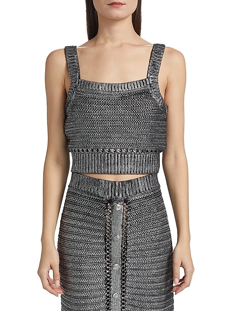 Daisy Metallic Cotton Crop Tank