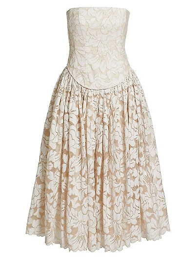Melody Floral Cotton-Blend Corset Midi-Dress