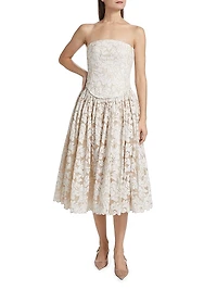 Melody Floral Cotton-Blend Corset Midi-Dress