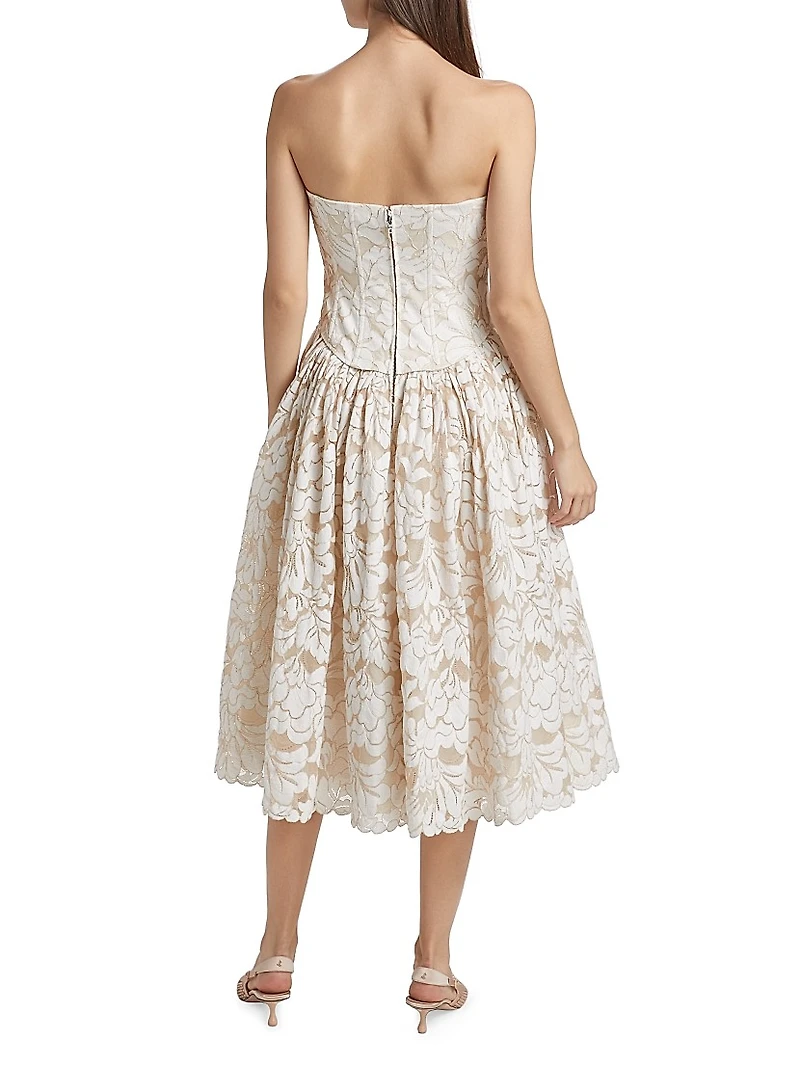 Melody Floral Cotton-Blend Corset Midi-Dress
