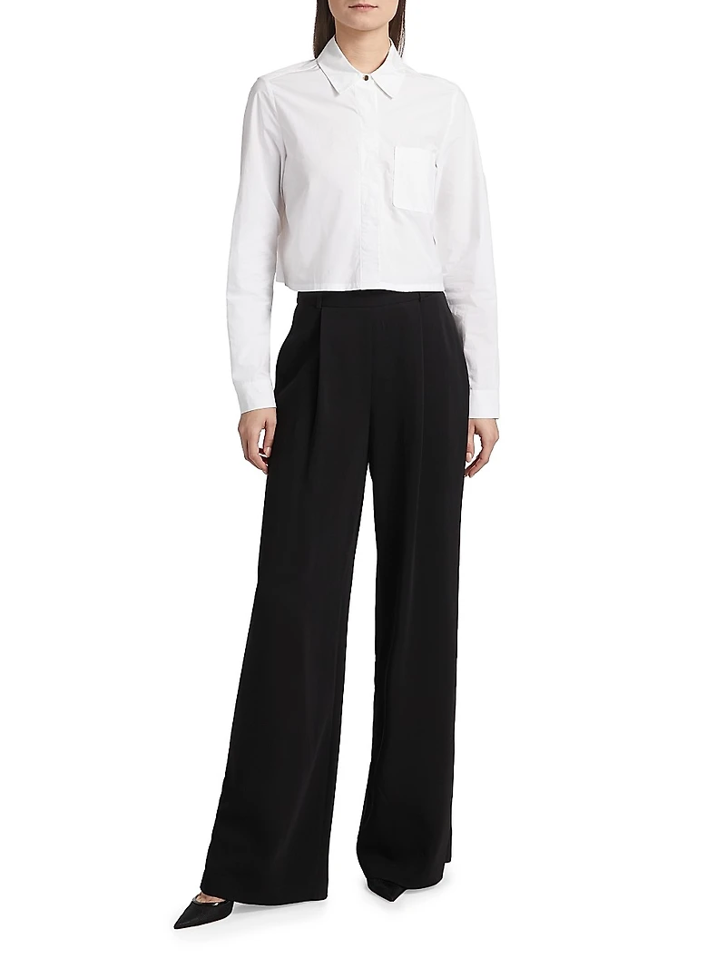 Jilly Stretch-Cotton Crop Blouse