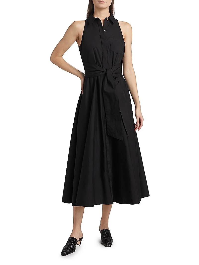 Chelsea Stretch-Cotton Poplin Tie-Waist Shirtdress