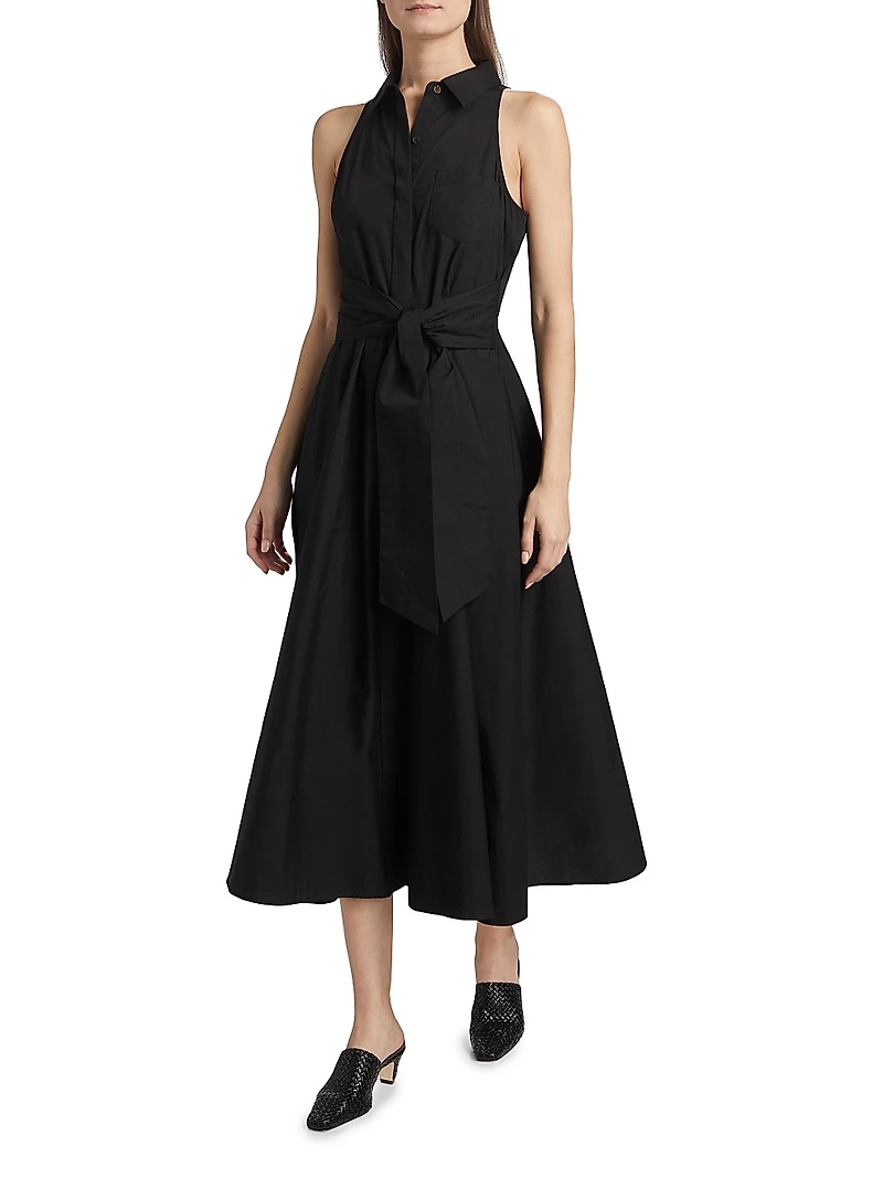Chelsea Stretch-Cotton Poplin Tie-Waist Shirtdress