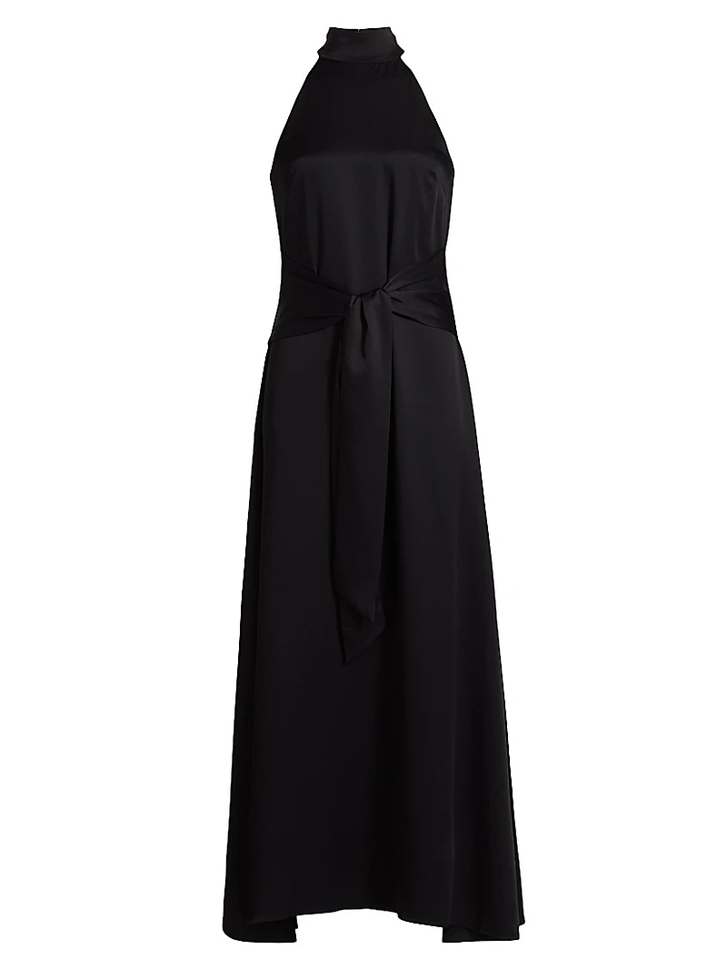 Jocelyn Satin Tie- Front Maxi Dress