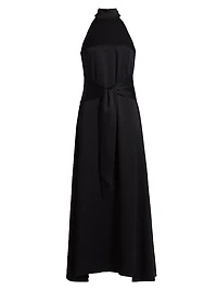 Jocelyn Satin Tie- Front Maxi Dress