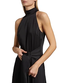 Jocelyn Satin Tie- Front Maxi Dress