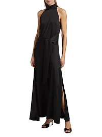 Jocelyn Satin Tie- Front Maxi Dress