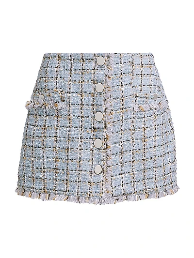 Ariel Button-Front Tweed Miniskirt