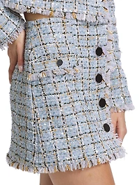 Ariel Button-Front Tweed Miniskirt
