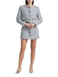 Ariel Button-Front Tweed Miniskirt