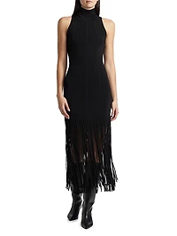 Leslie Fringed Knit Midi-Dress