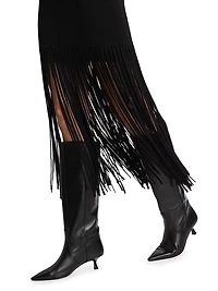 Leslie Fringed Knit Midi-Dress