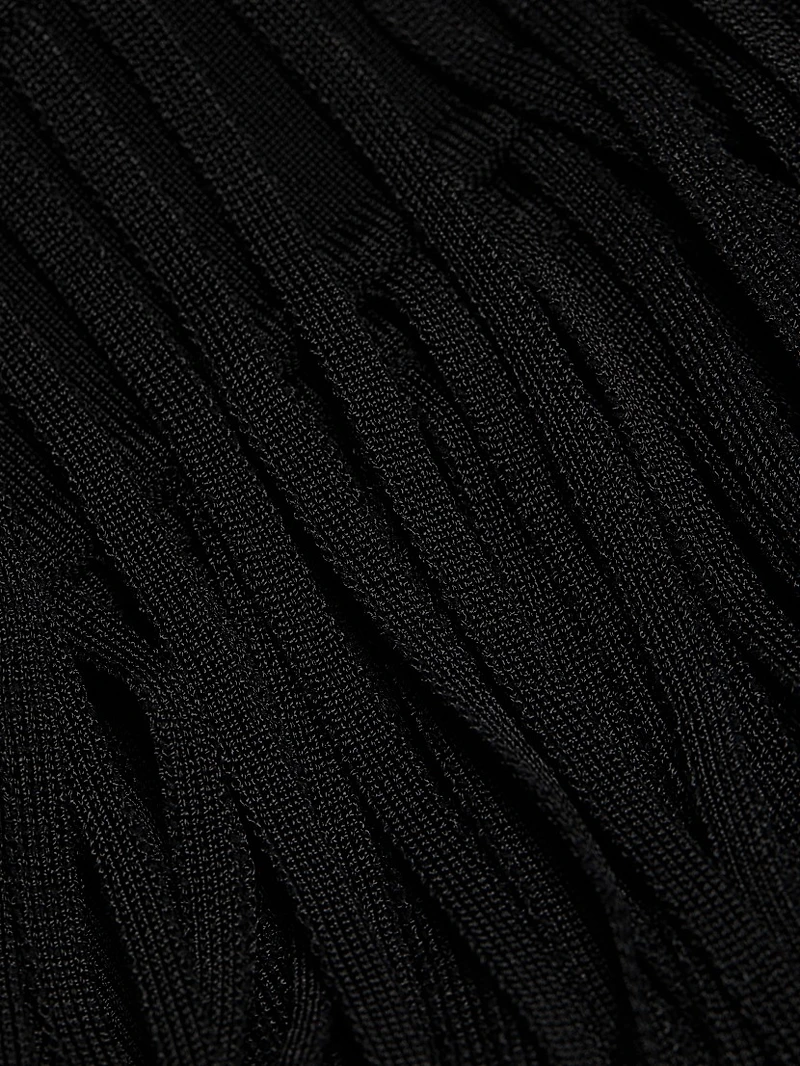 Leslie Fringed Knit Midi-Dress