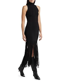 Leslie Fringed Knit Midi-Dress