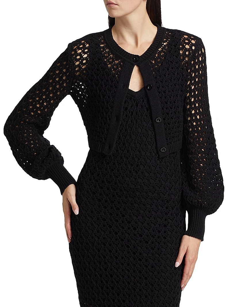 Tori Crocheted Cotton Cardigan