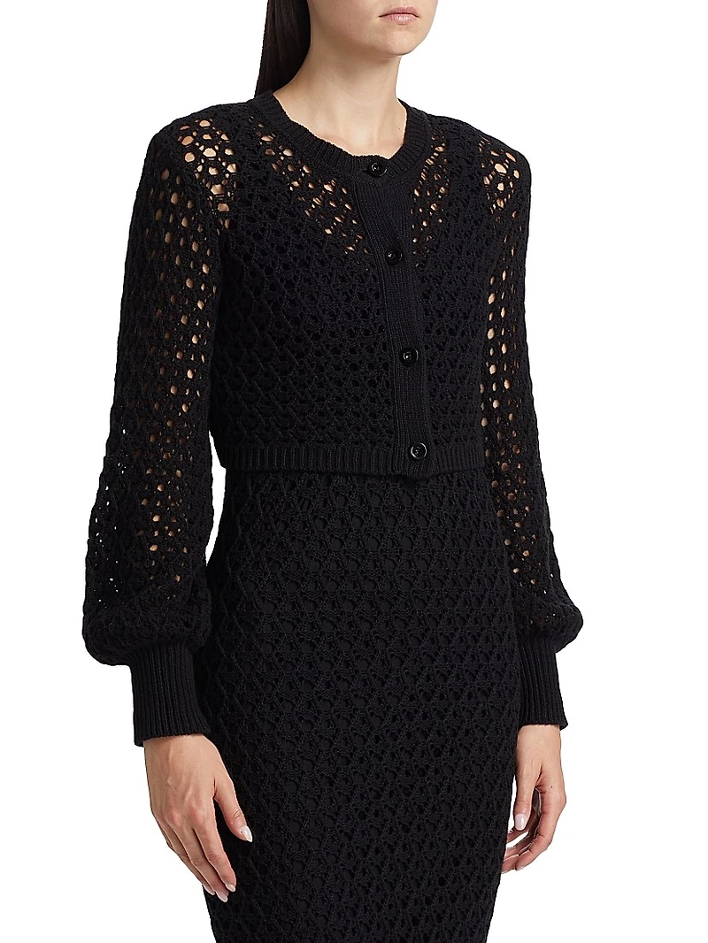 Tori Crocheted Cotton Cardigan