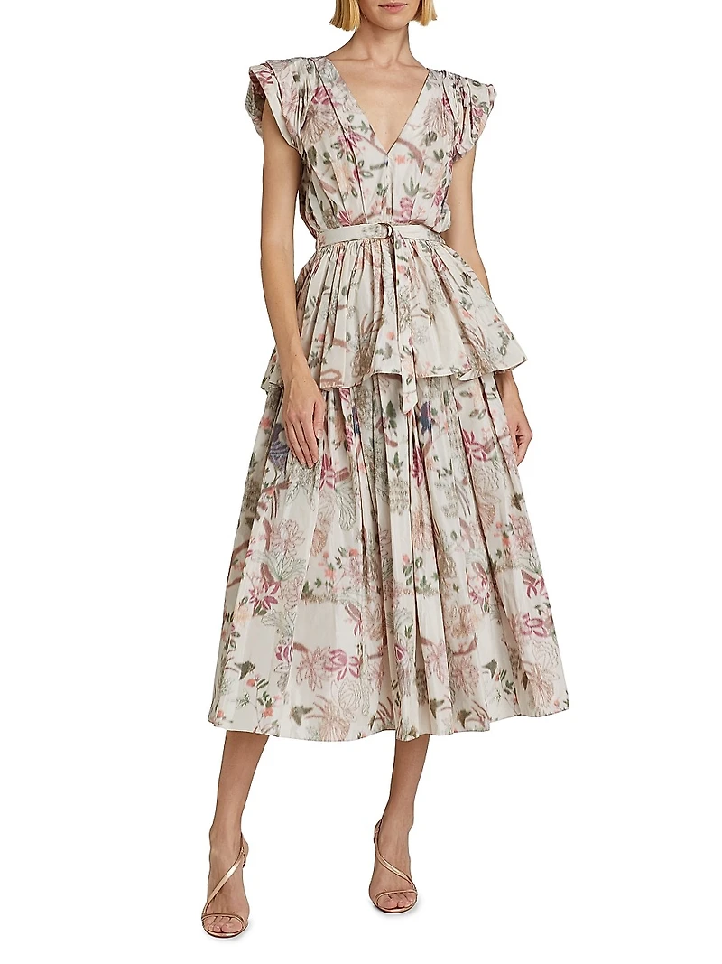 Belted Floral Puff Sleeve Top