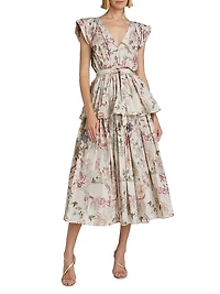 Belted Floral Puff Sleeve Top