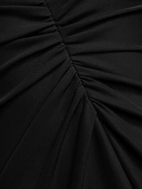 Flutter-Sleeve Ruched Midi-Dress