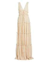 Pleated Crinkle Chiffon Maxi Dress
