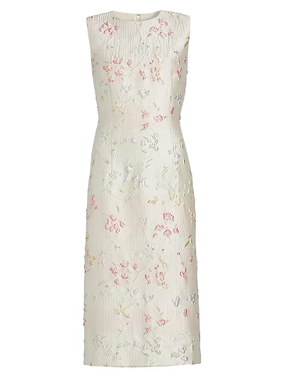 Floral Brocade Sheath Midi-Dress