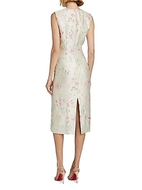 Floral Brocade Sheath Midi-Dress