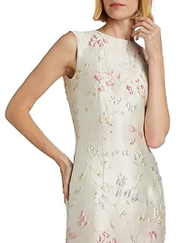 Floral Brocade Sheath Midi-Dress