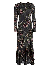 Diagonal-Seamed Jersey Midi-Dress