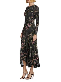 Diagonal-Seamed Jersey Midi-Dress