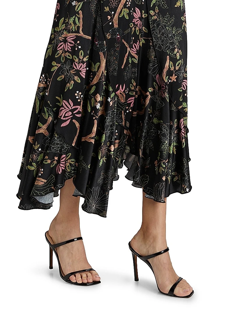 Diagonal-Seamed Jersey Midi-Dress