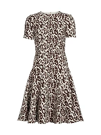 Leopard Jacquard Fit & Flare Dress