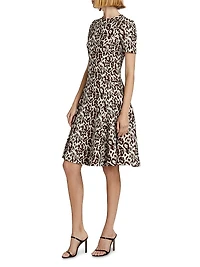 Leopard Jacquard Fit & Flare Dress