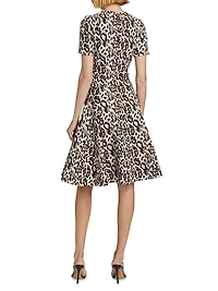 Leopard Jacquard Fit & Flare Dress
