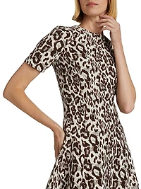 Leopard Jacquard Fit & Flare Dress