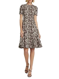 Leopard Jacquard Fit & Flare Dress