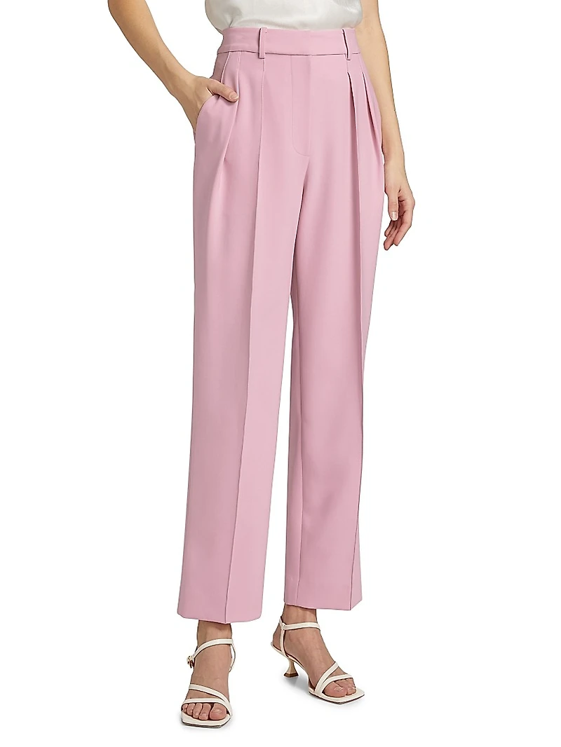Pleat Front Cropped Pants