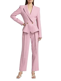 Pleat Front Cropped Pants