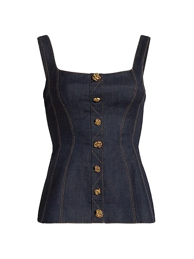 Corset Seam Denim Tank