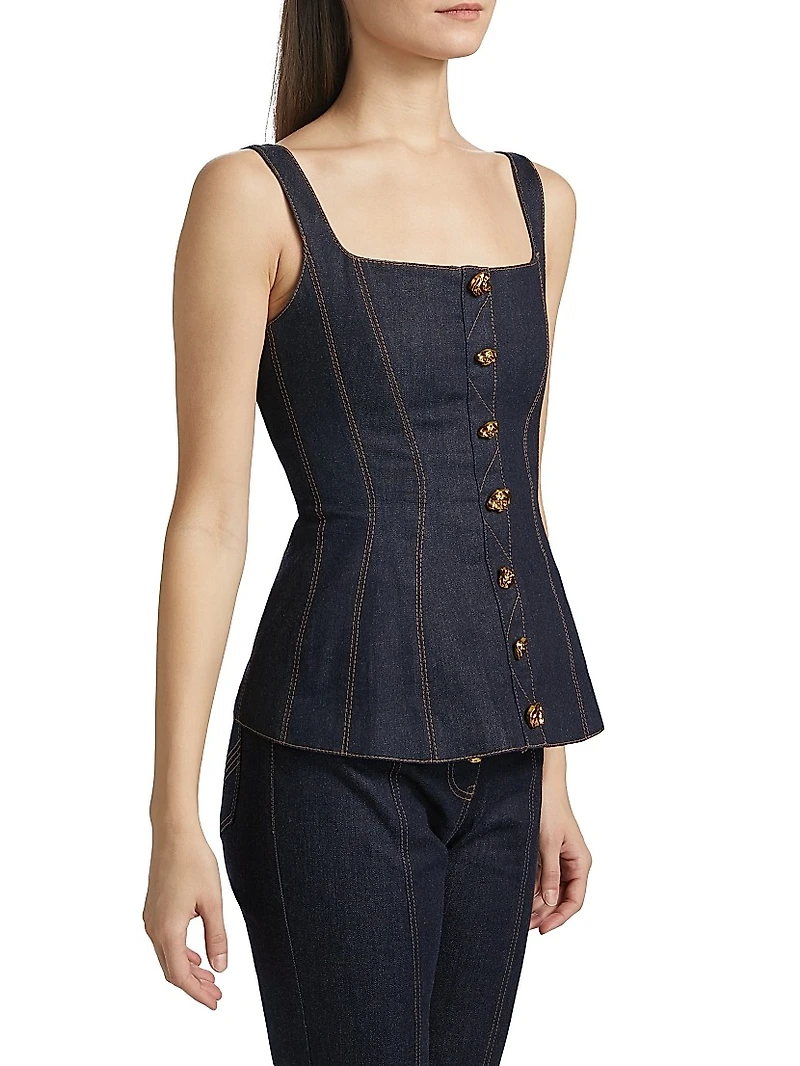 Corset Seam Denim Tank