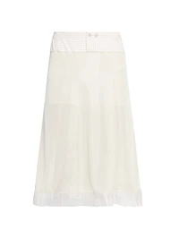 Layered Check Midi-Skirt